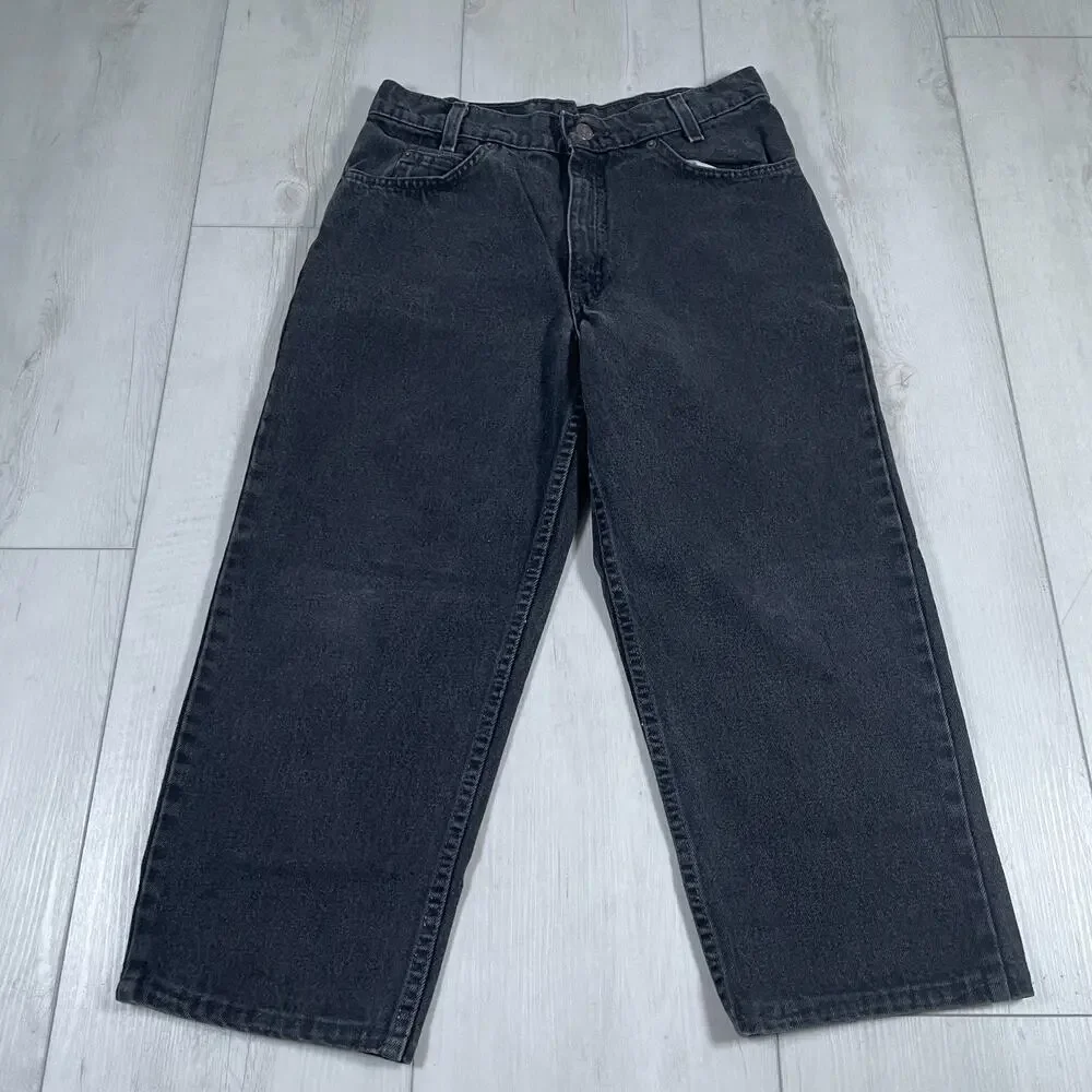 VTG Levis Jeans 30x21 Black 550 USA 90s Orange Tab Relaxed Capri Pants Student